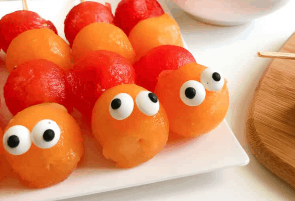 Fun Snacks For Toddlers - Caterpillar Fruit Kabobs