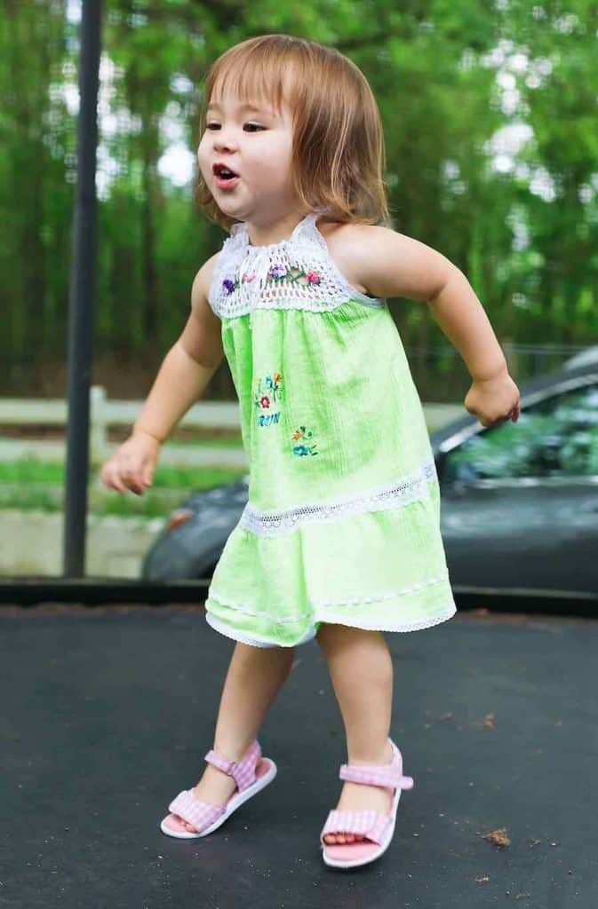 jumping on trampoline