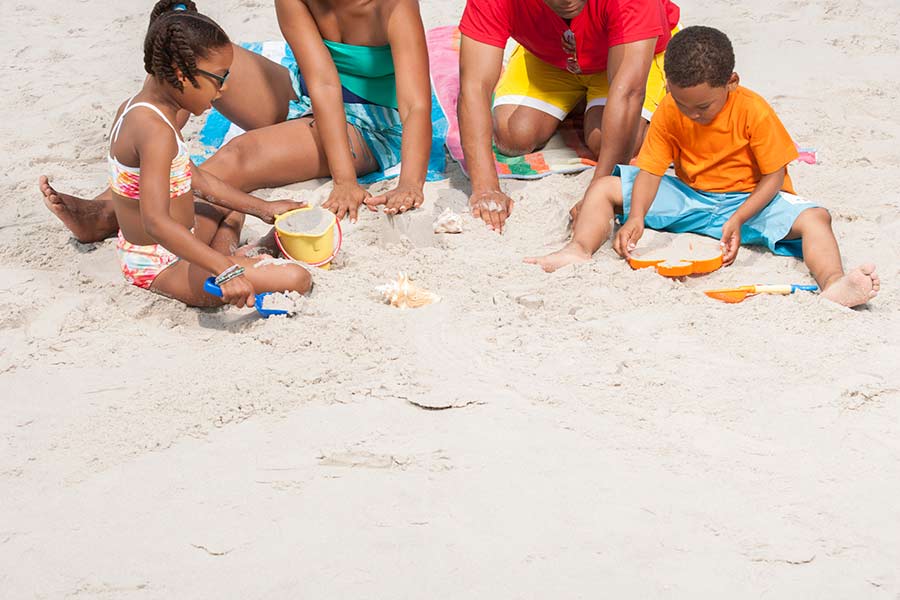 family at beach