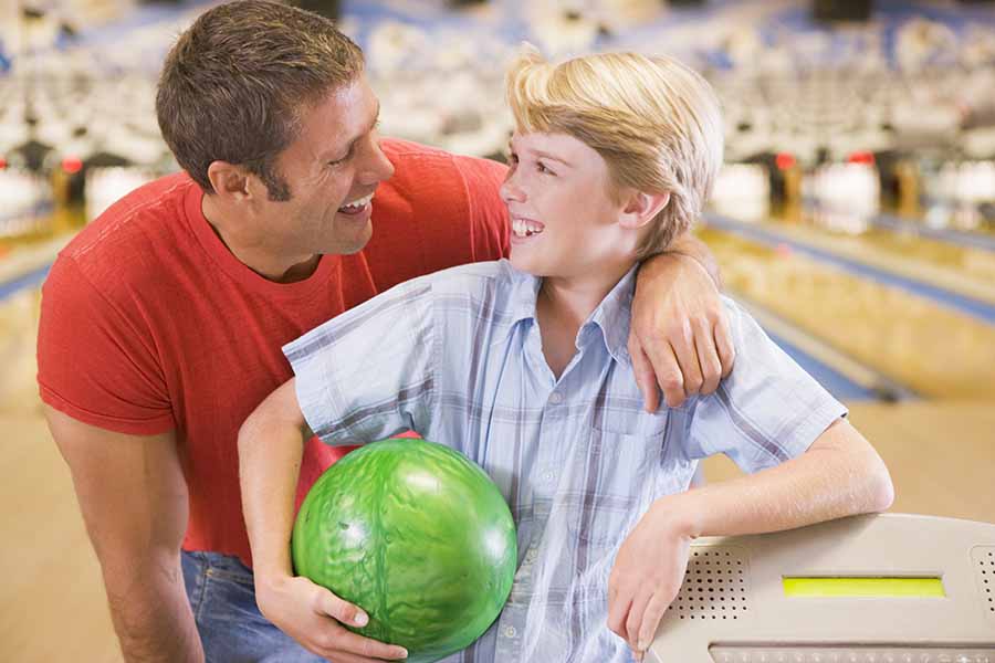 dad and son bowling