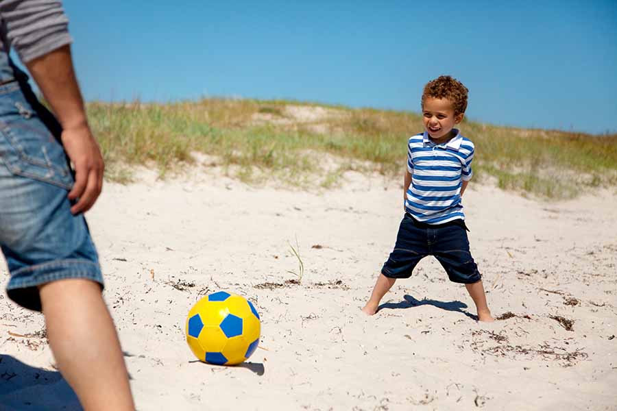 playing soccer outside