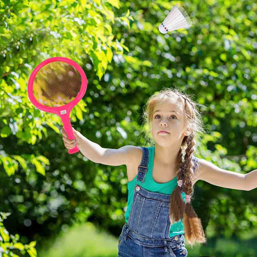 playing badminton outside