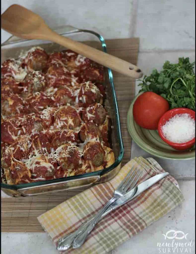 Easy Dinner Meatball Sub Casserole With Ground Hamburger meat