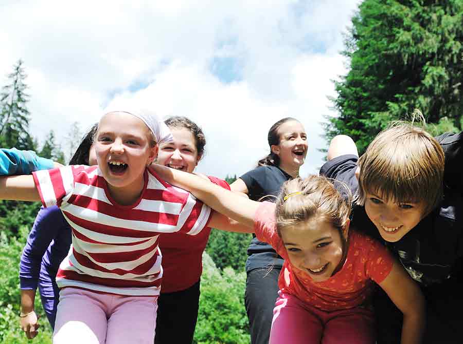 kids playing together outside