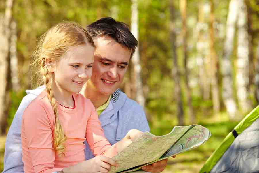 teach kids too read map for entertainment on camping trip