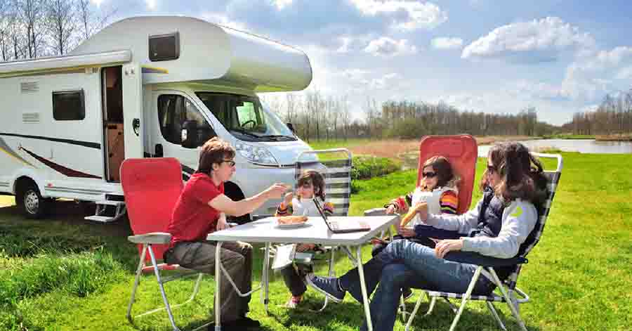 family camper set up 